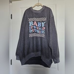 "Baby It's Cold Outside" Pink Lily Gray Graphic Sweatshirt